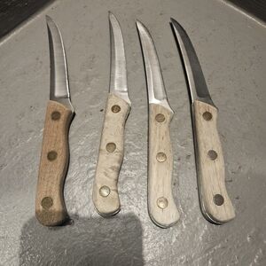 Chicago Cutlery SET OF 4 Wood Handle Steak Knives Brass Rivets